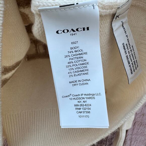 Coach Sweater Turtleneck Horse and Carriage Wool Cashmere Blend Medium Cream - Picture 10 of 10